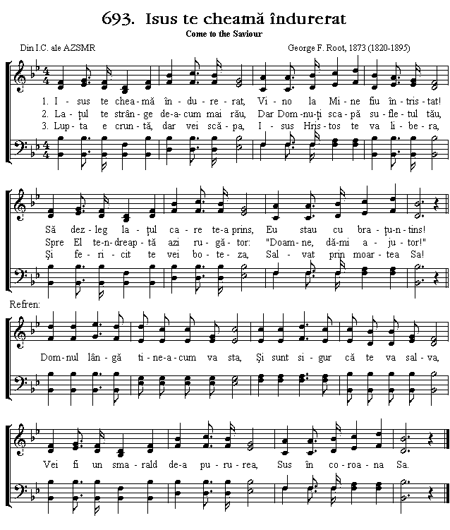 Partitura Imnul No 693. Isus te cheamă îndurerat